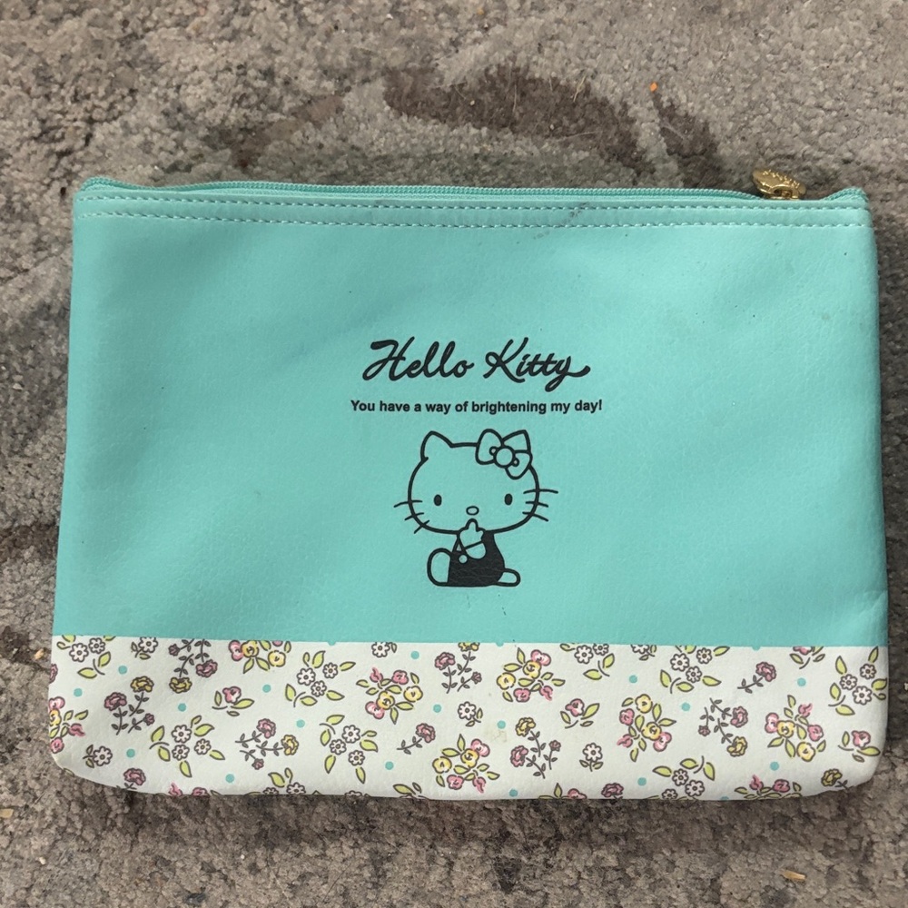 Hello Kitty Teal and Floral Pouch